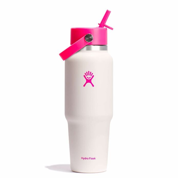 32 oz Wide Mouth Travel Bottle with Flex Straw Cap - Neon Pink