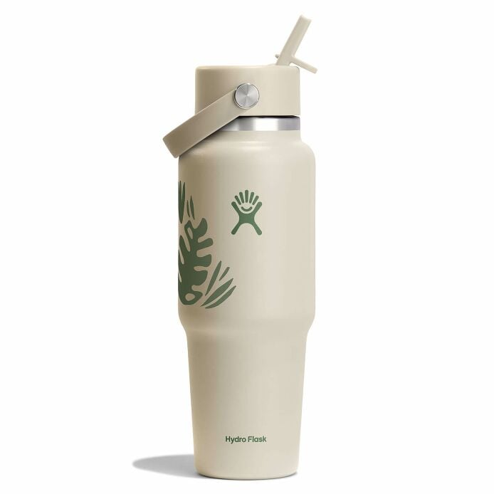 32 oz Wide Mouth Travel Bottle with Flex Straw Cap - Botanical Bliss Coconut